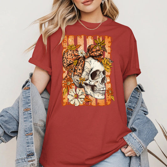 Skull Fall Bow halloween shirt