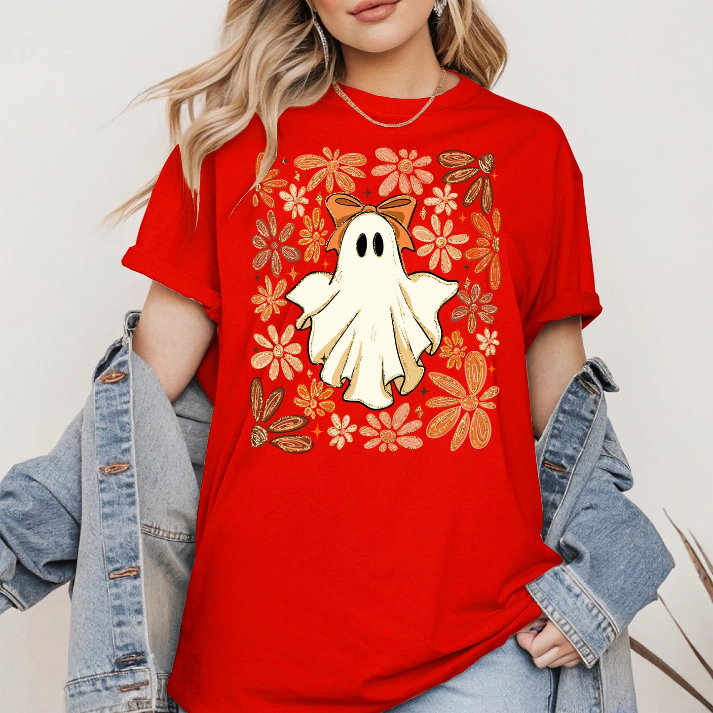 Boho floral ghost halloween shirt