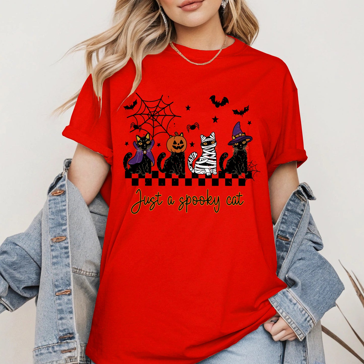 Just a spooky cat halloween shirt