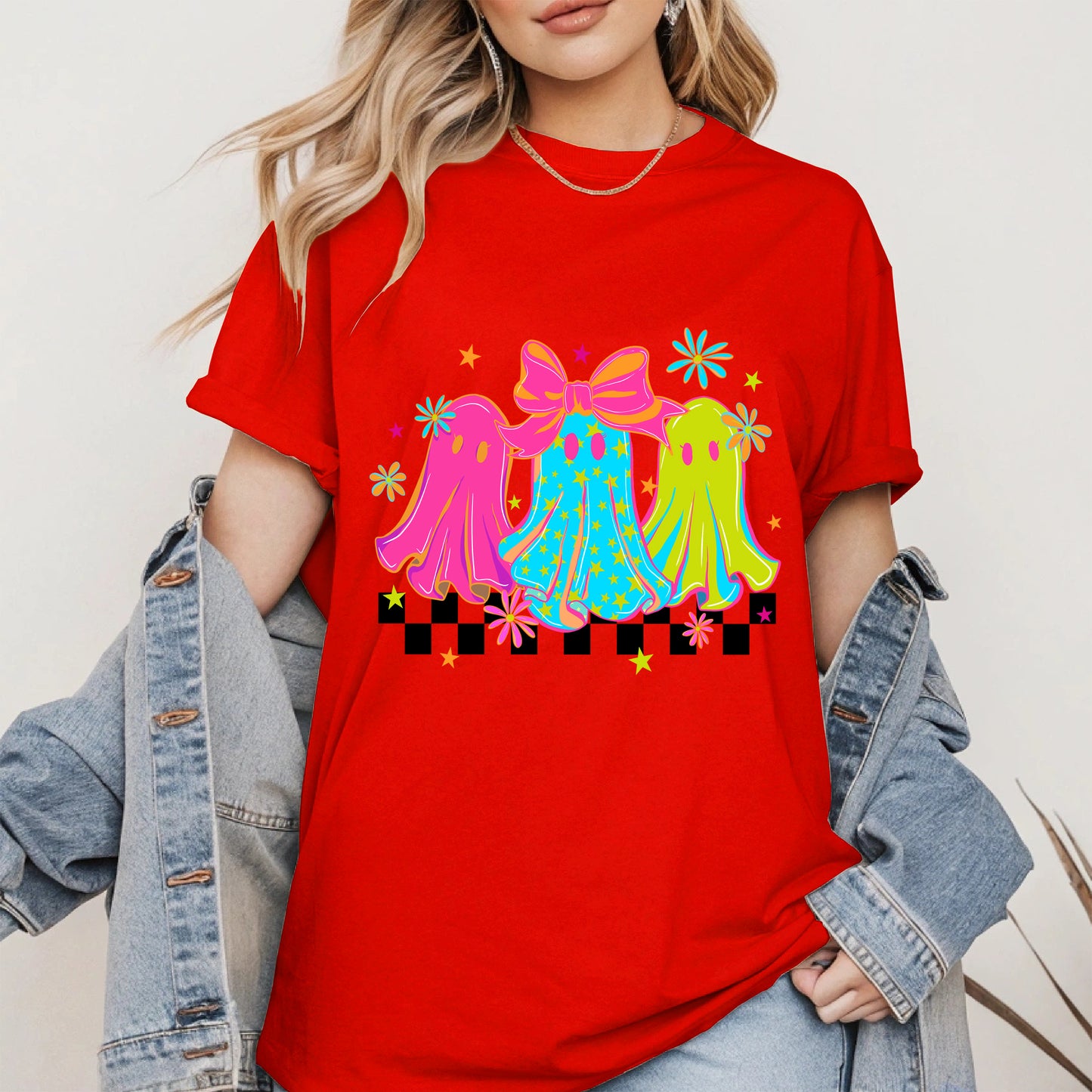 Retro Neon Cute Ghost halloween shirt