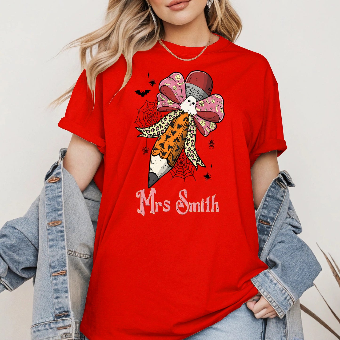 Teacher Pencil Bow Halloween shirt