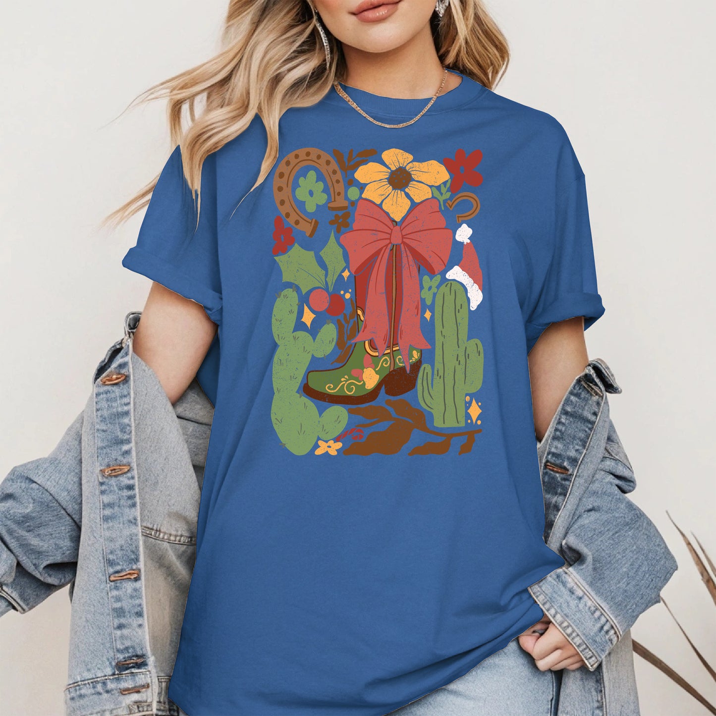 Western Christmas Cowboy Boot Shirt Hoodie