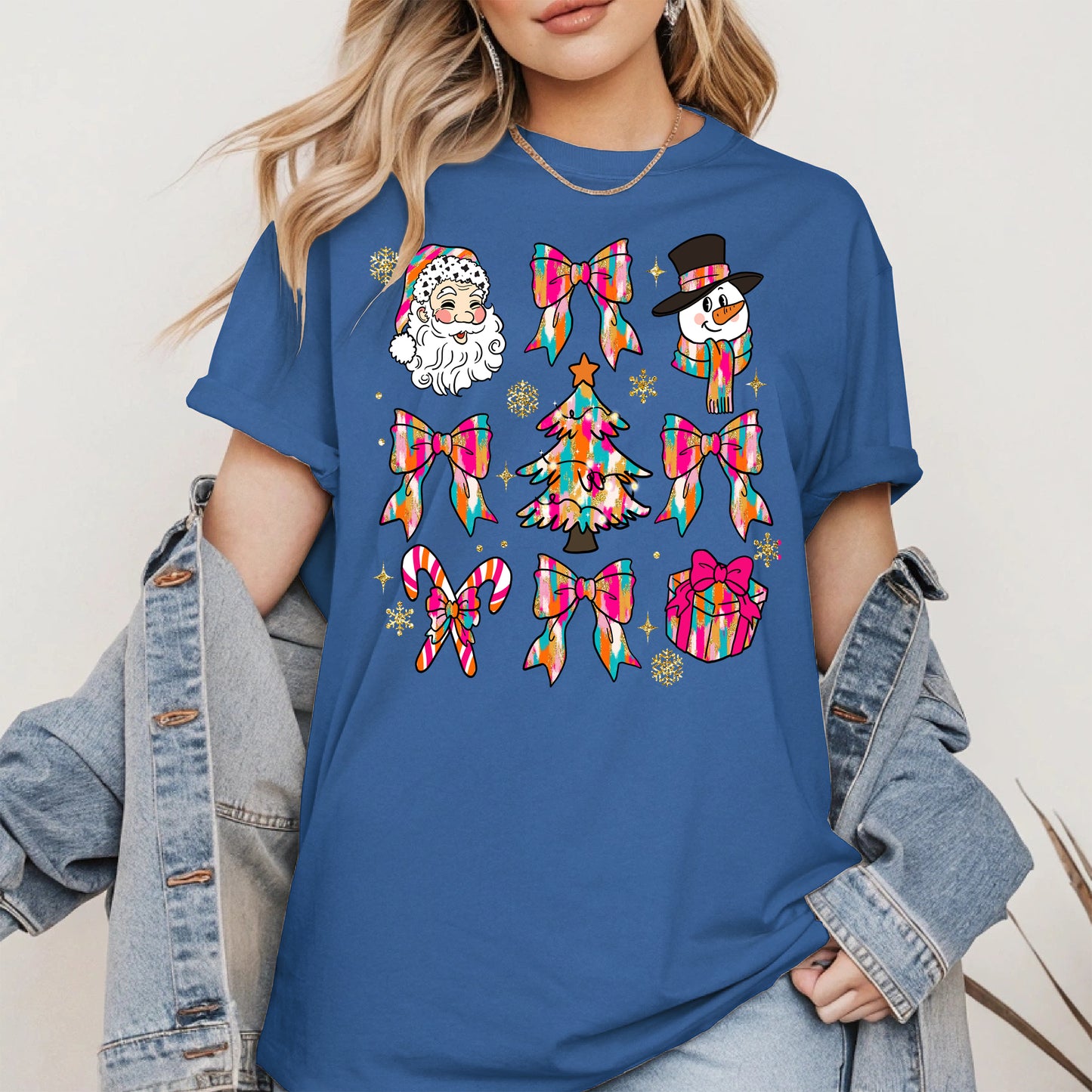 Colorful Brushstroke Santa Christmas Holiday Shirt