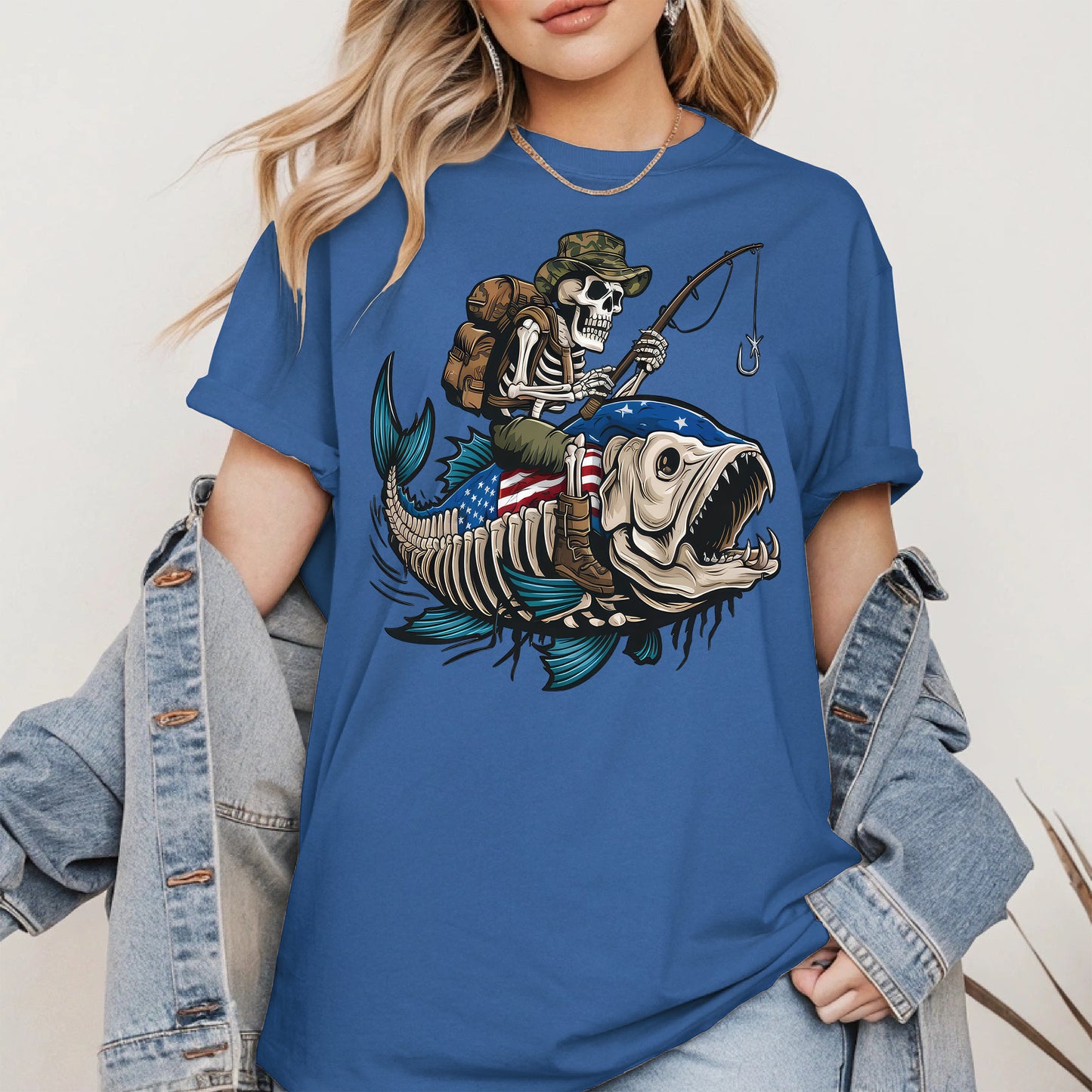 Patriotic Skeleton Fishing Shirt Hoodie Sweatshirt