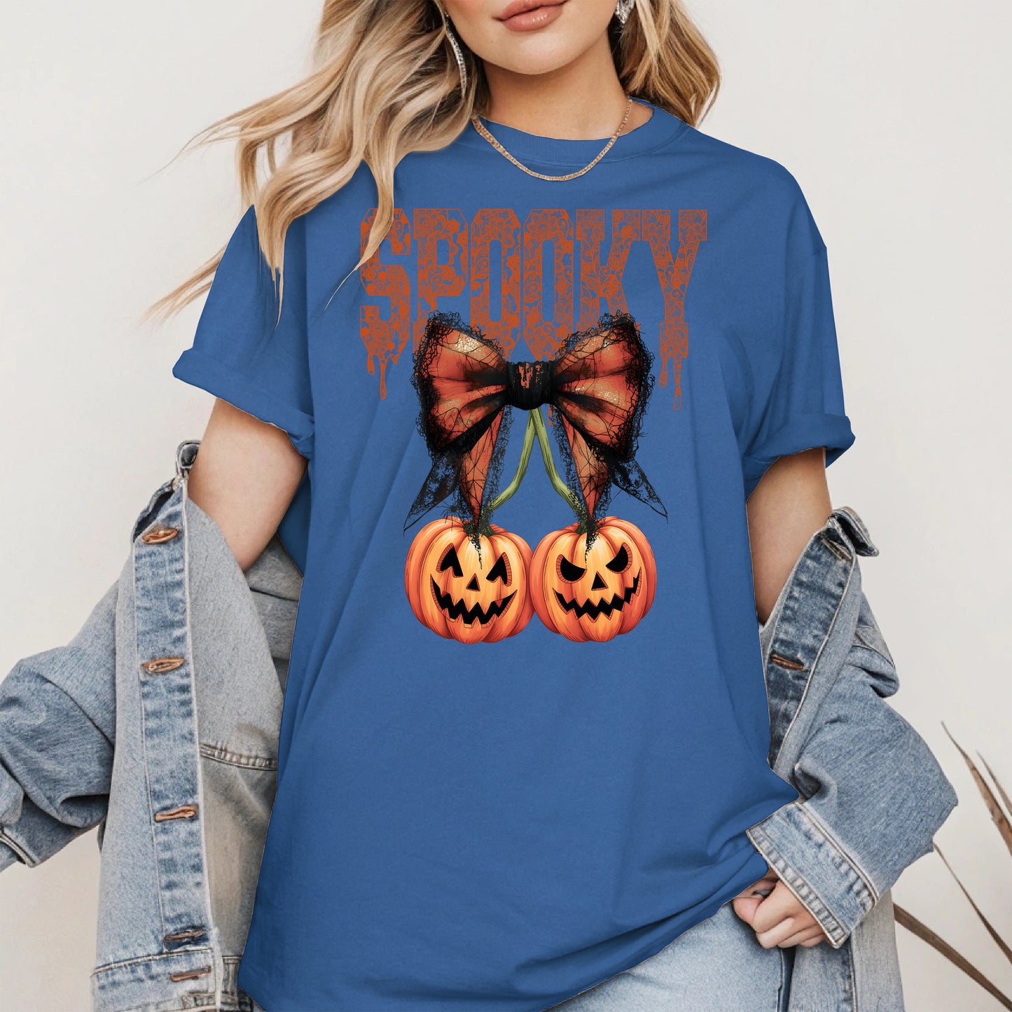 Spooky Bow Pumpkin Shirt Hoodie Sweatshirt for Halloween