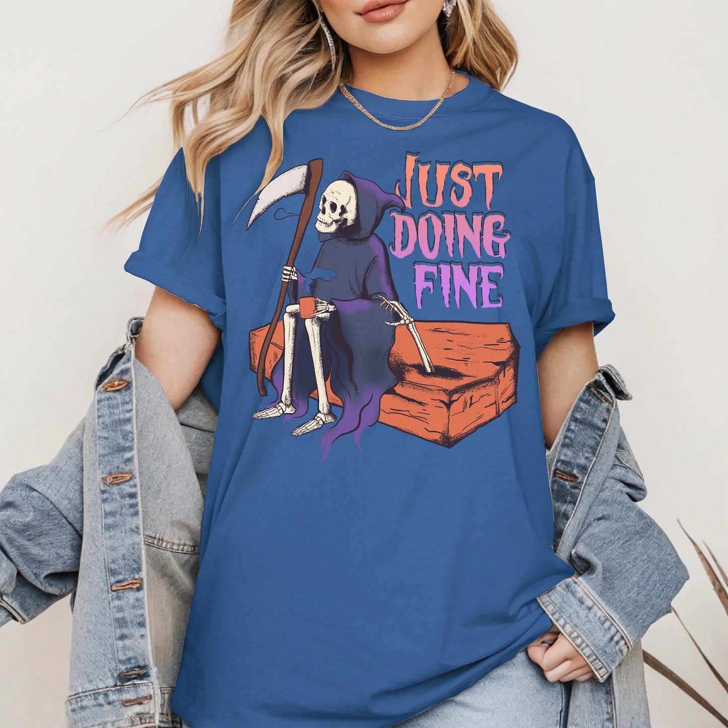 Just Doing Fine Grim Reaper Shirt