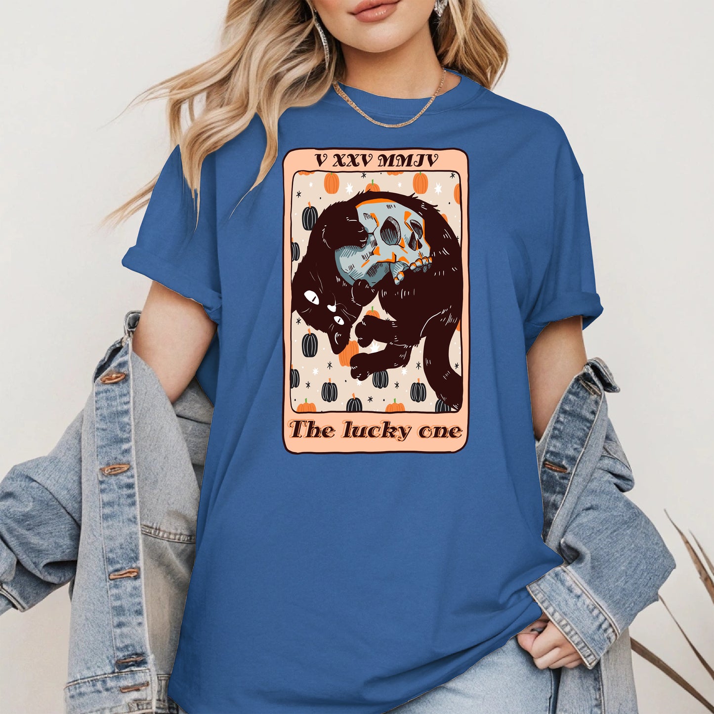 The Lucky One - Halloween Black Cat Tarot Tee