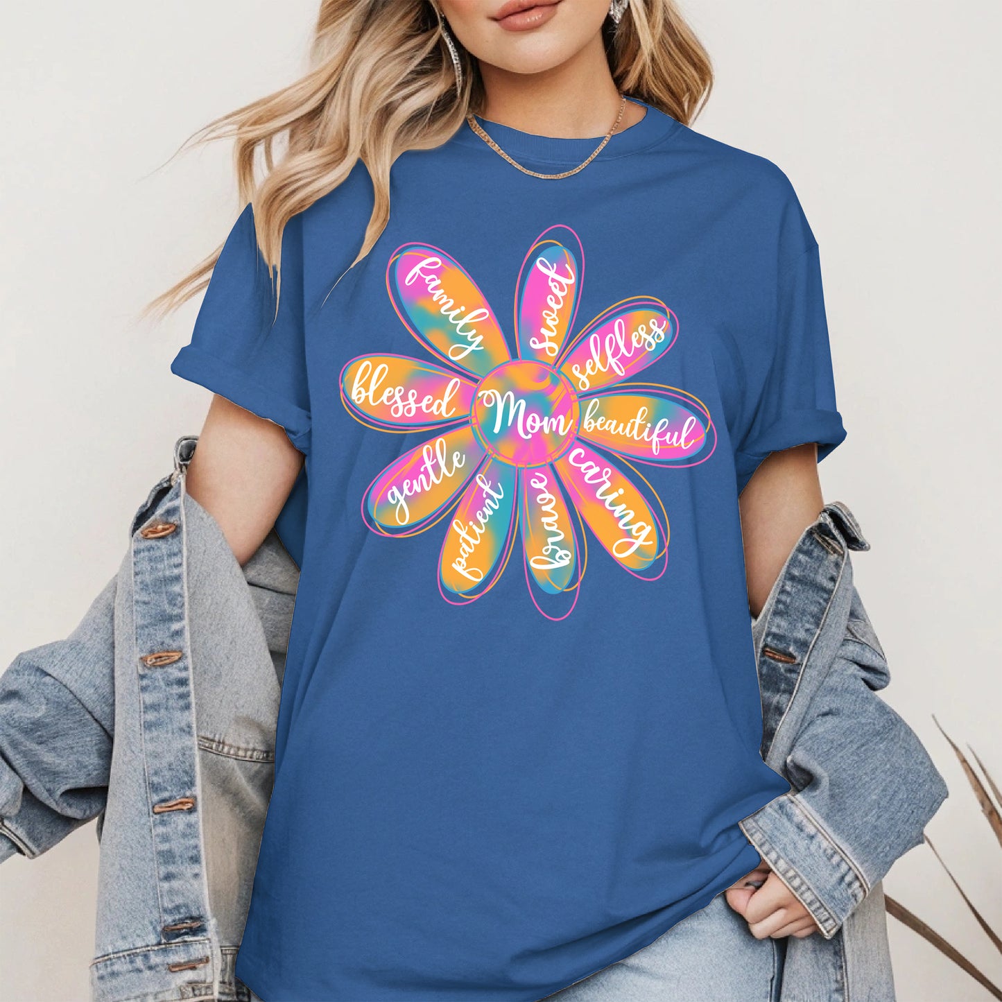Colorful Flower Mom Shirt Hoodie Sweatshirt Gift for Mothers