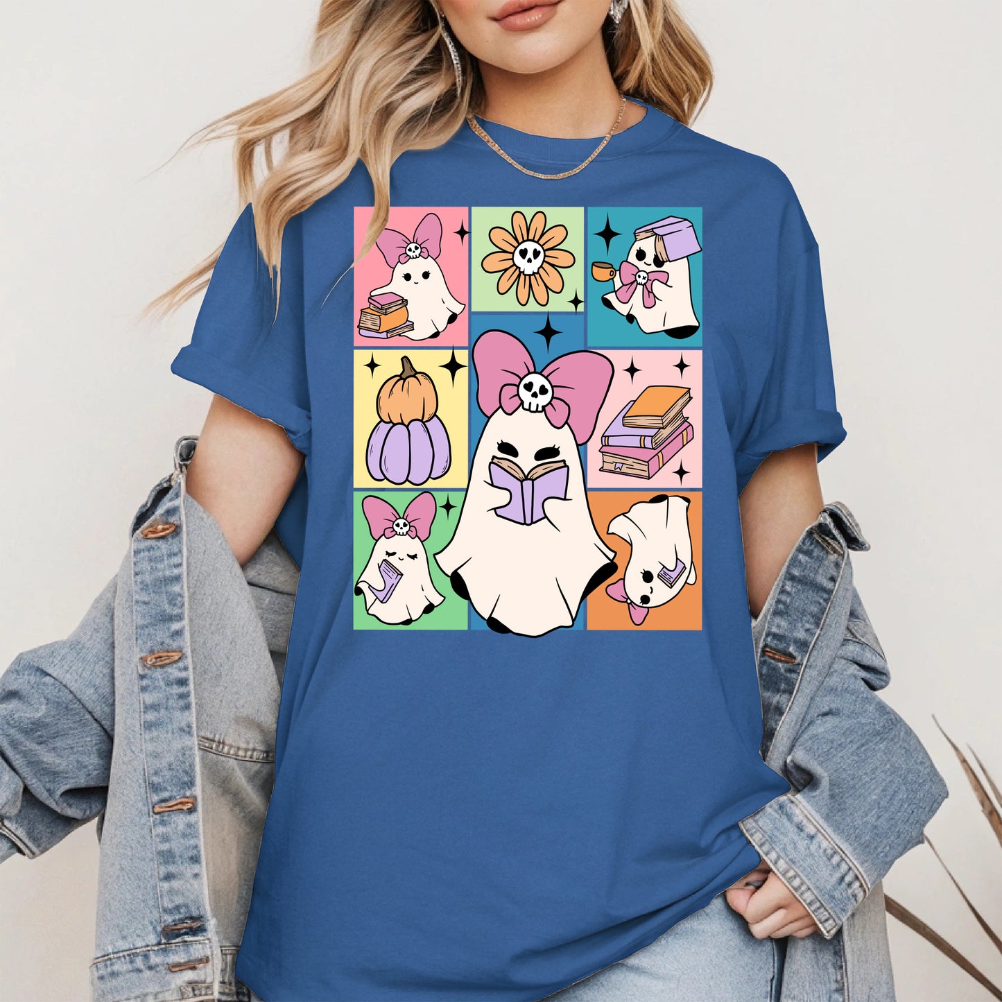 Pastel Ghost Book Lover Halloween Shirt