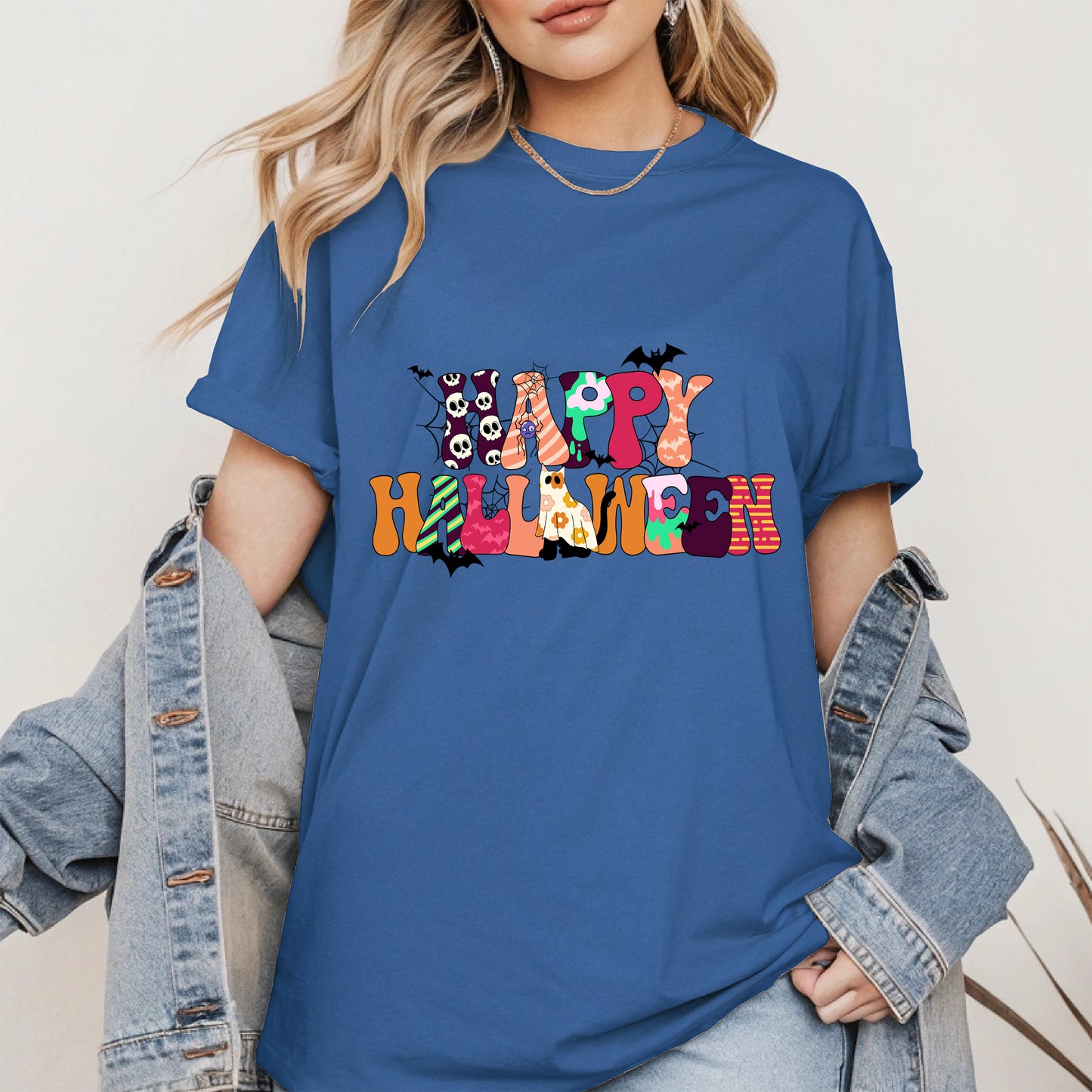 Colorful Ghost Pumpkin Retro Halloween Shirt