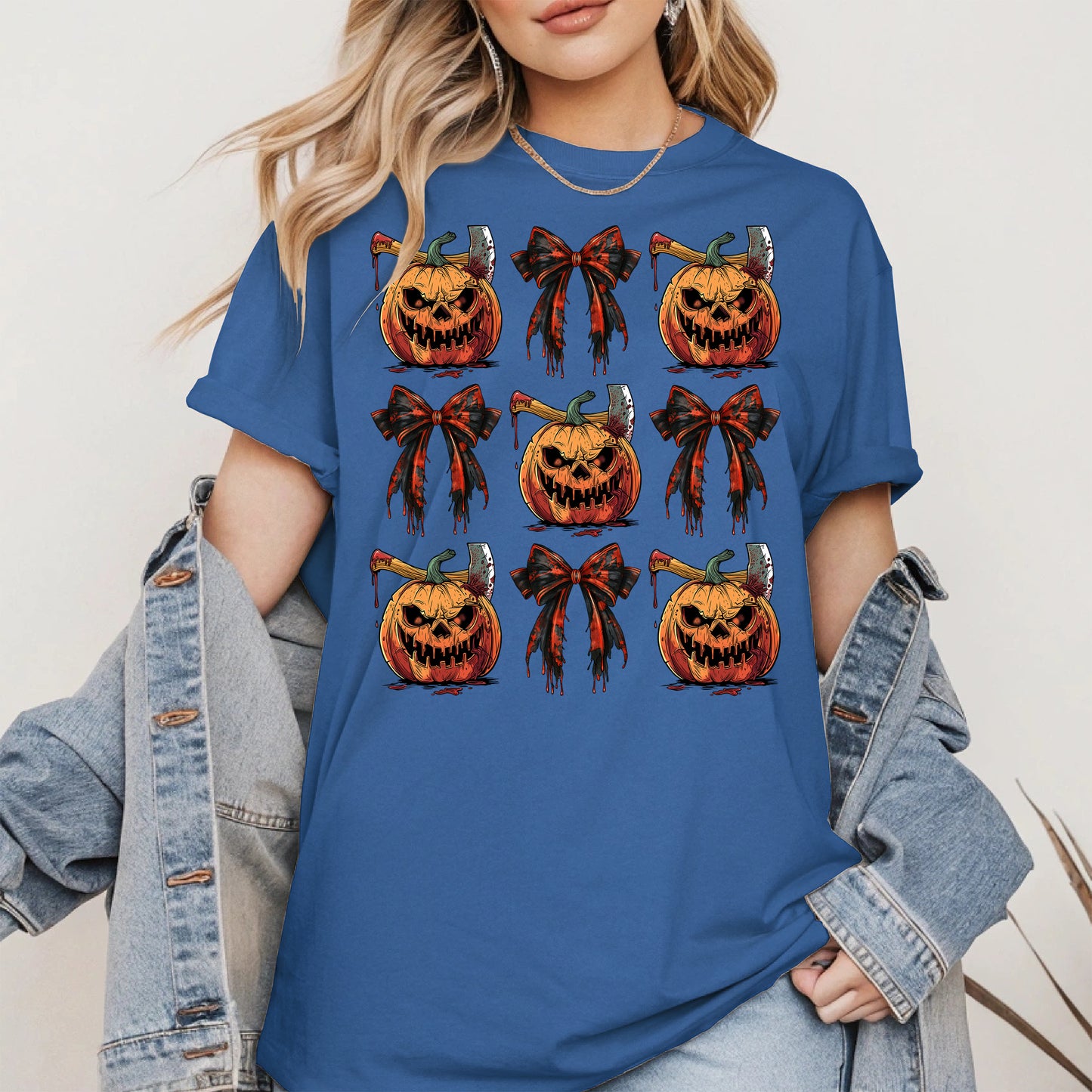 Bloody Pumpkin and Bow Halloween Shirt