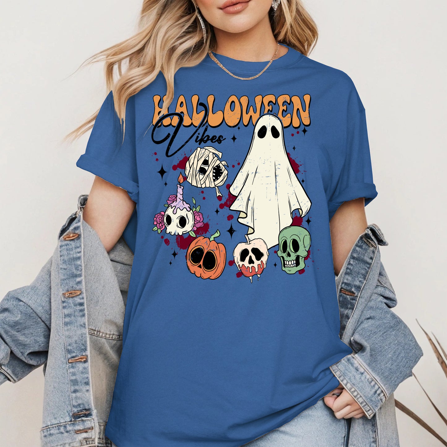 Classic Halloween Ghost and Skull Shirt