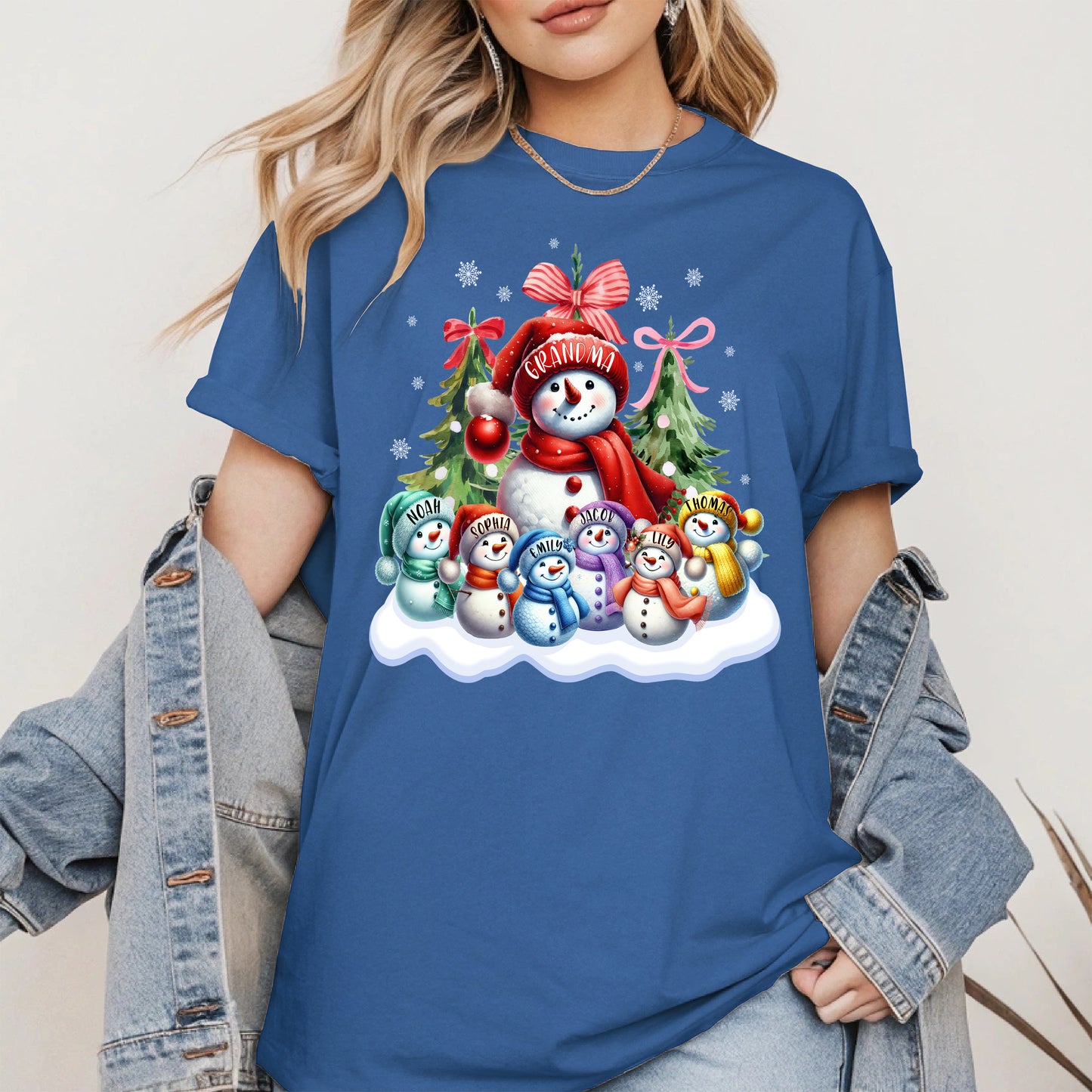 Personalized Snowman Family Grandma Shirt