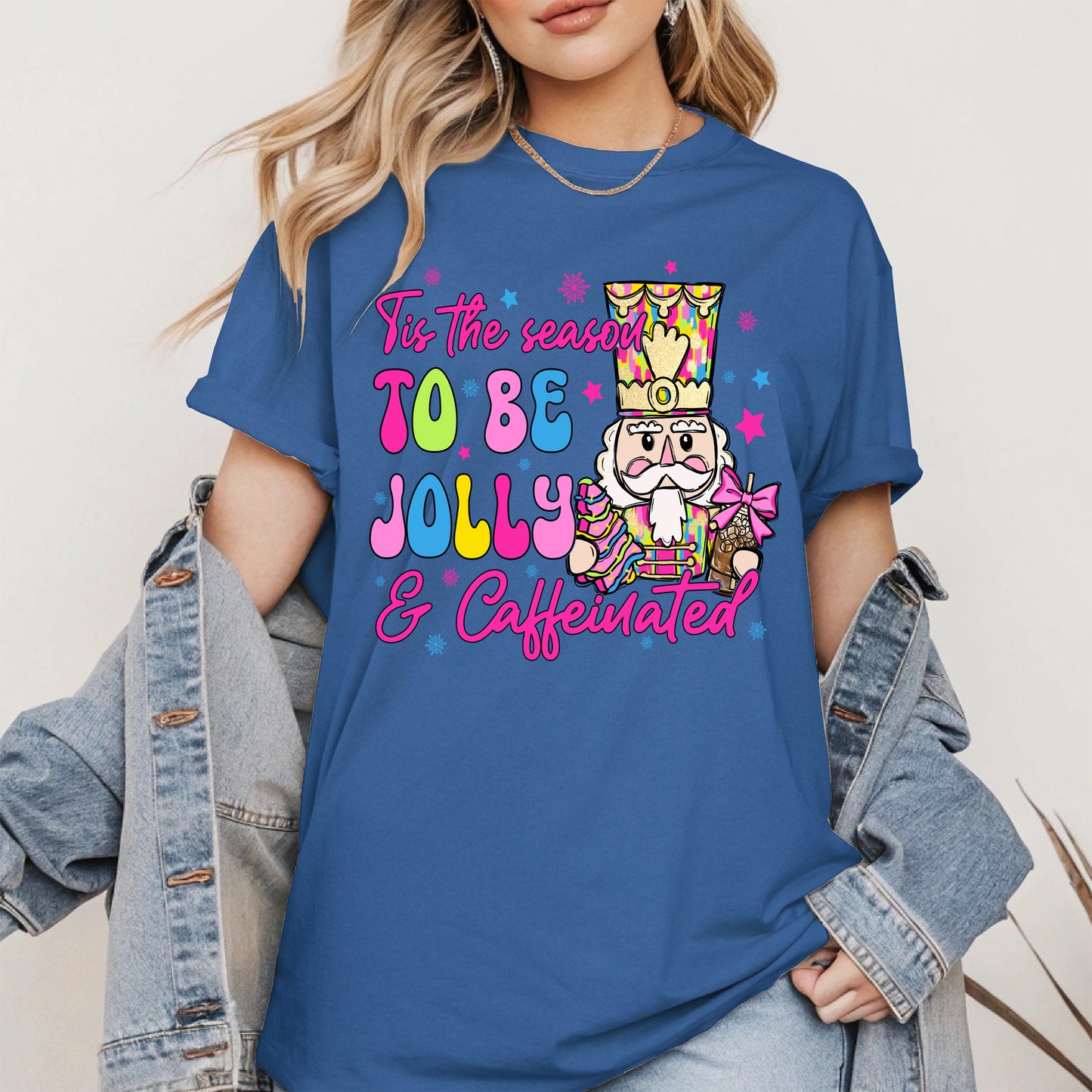 Tis the Season To Be Jolly and Caffeinated Christmas Shirt