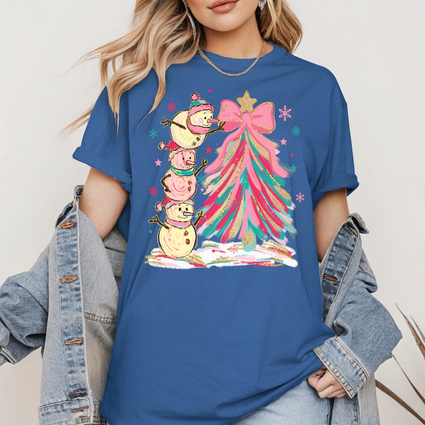 Stacked Snowmen Christmas Tree Shirt