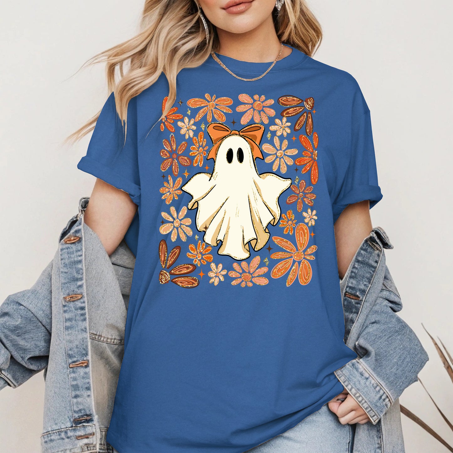 Boho floral ghost halloween shirt