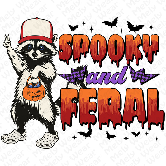 Spooky and Feral Shirt Hoodie Sweatshirt for Halloween Lovers
