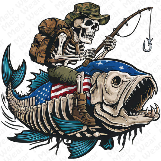 Patriotic Skeleton Fishing Shirt Hoodie Sweatshirt