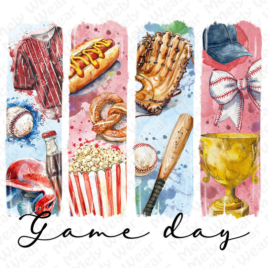 Watercolor Hotdog, Bat & Trophy Baseball Sport Shirt