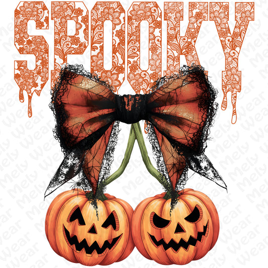 Spooky Bow Pumpkin Shirt Hoodie Sweatshirt for Halloween