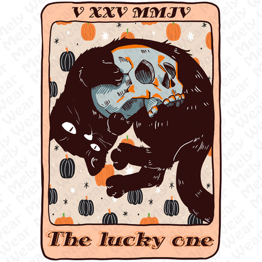 The Lucky One - Halloween Black Cat Tarot Tee