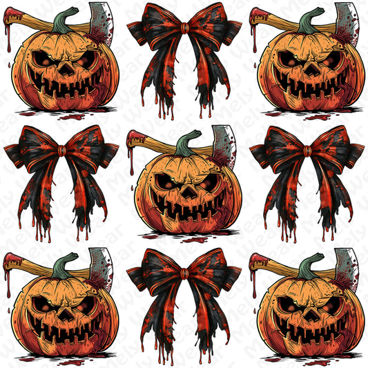 Bloody Pumpkin and Bow Halloween Shirt