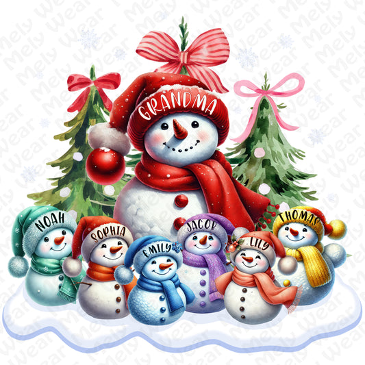 Personalized Snowman Family Grandma Shirt