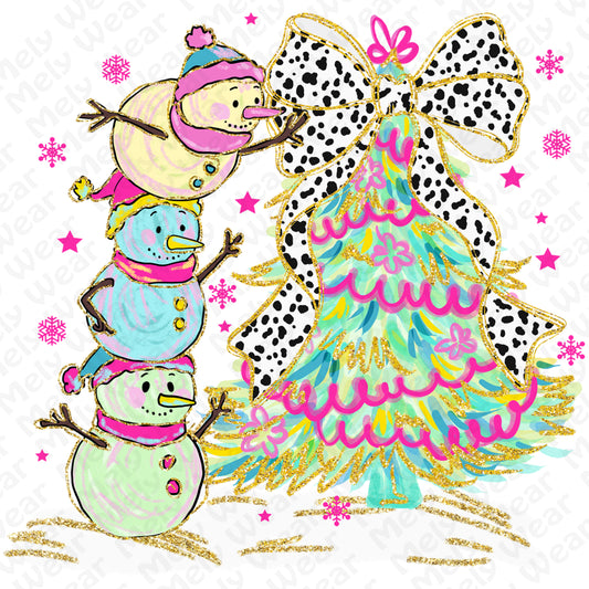 Stacked Snowmen and Christmas Tree Shirt