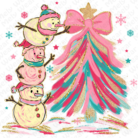 Stacked Snowmen Christmas Tree Shirt