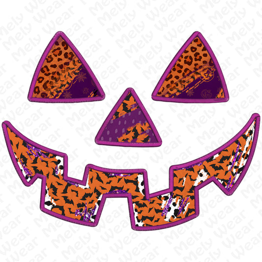 Pumpkin Face Faux Embroidery shirt