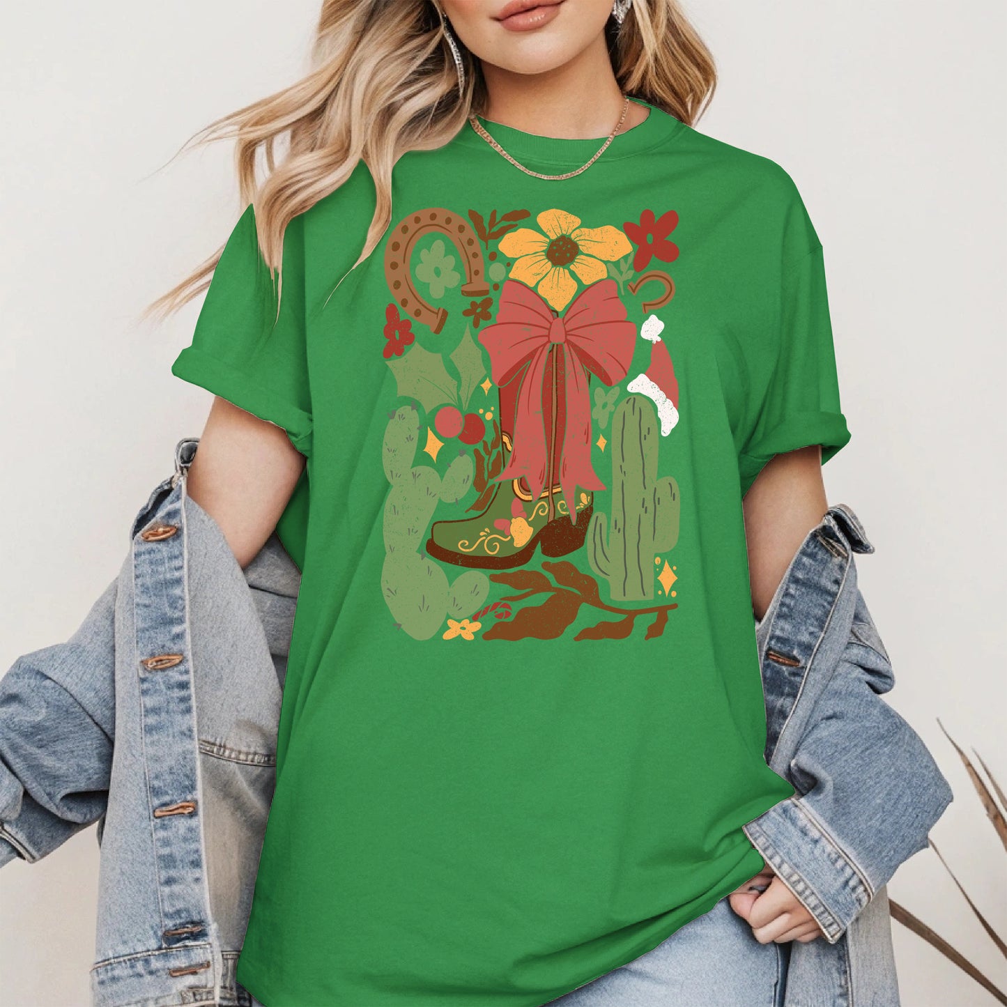 Western Christmas Cowboy Boot Shirt Hoodie