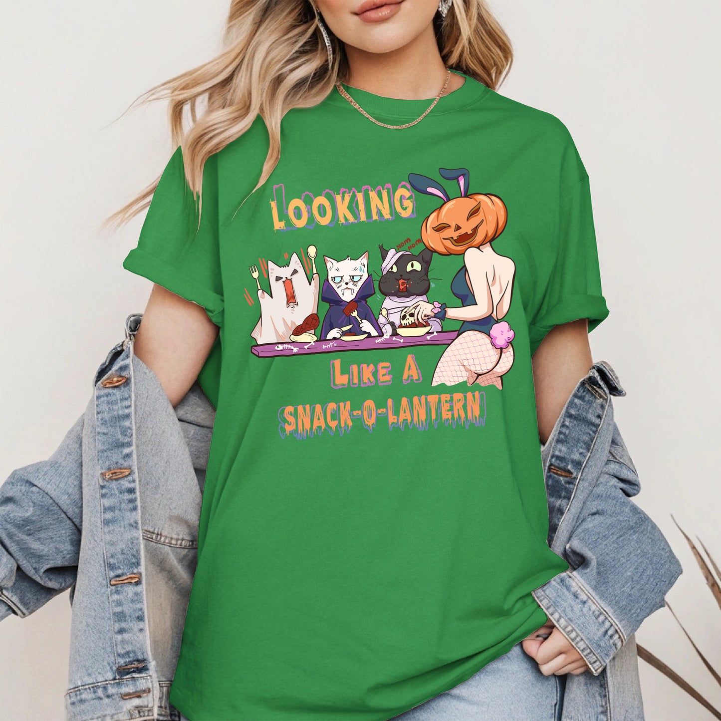 Snack-O-Lantern Halloween Cat Tee