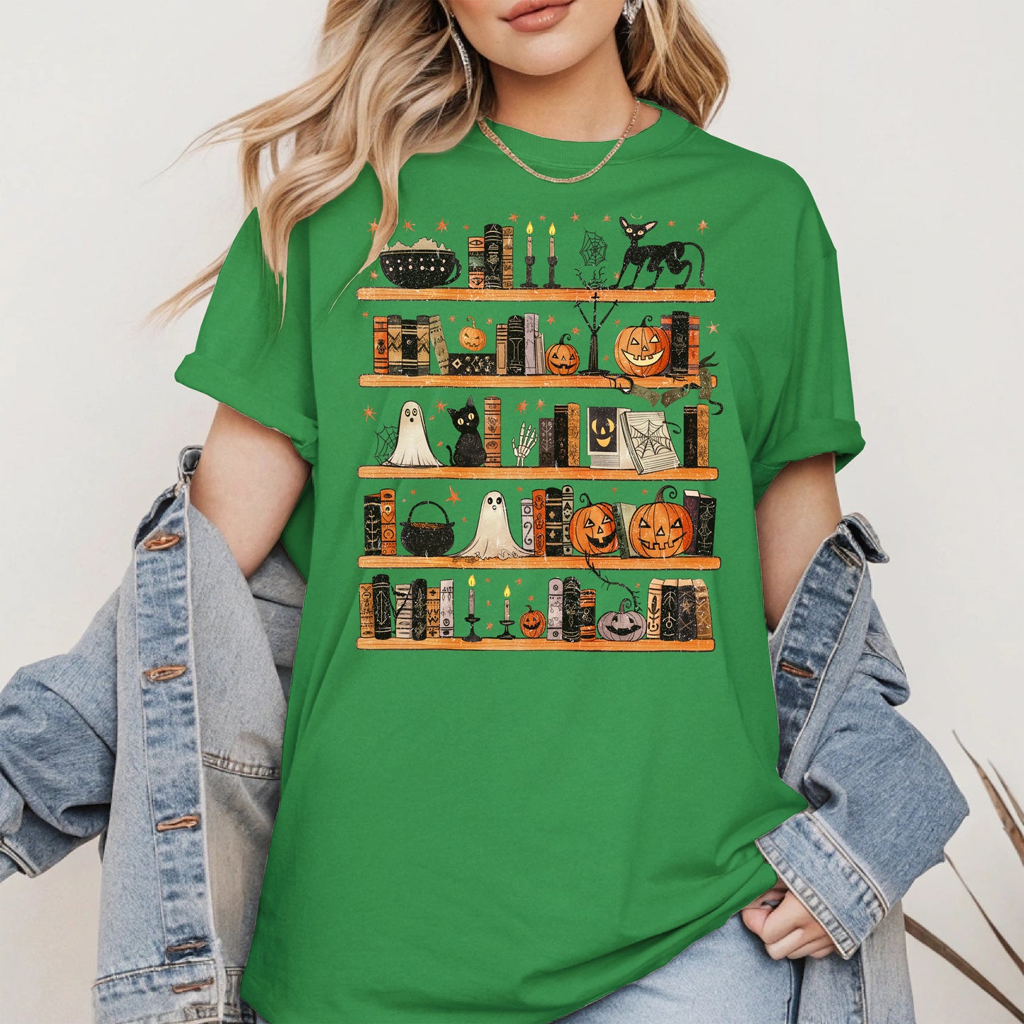 Haunted Bookshelf Halloween Shirt