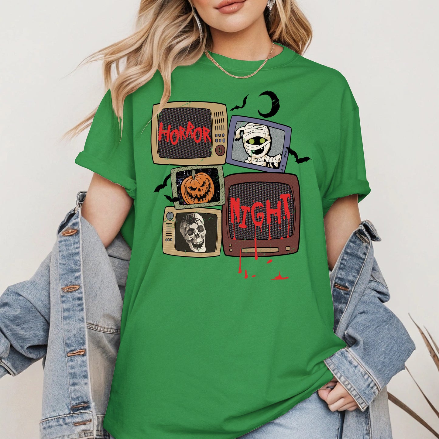Horror Night Retro TV Halloween Shirt