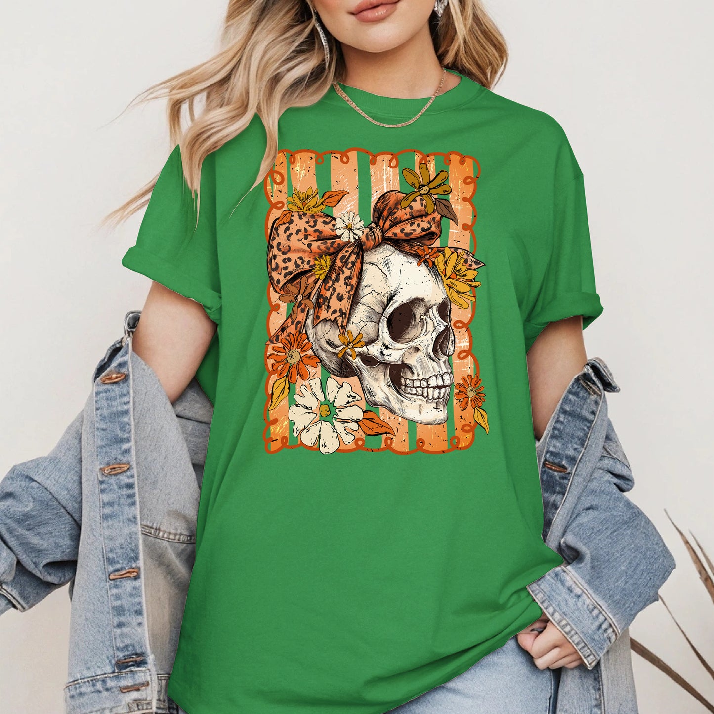 Skull Fall Bow halloween shirt