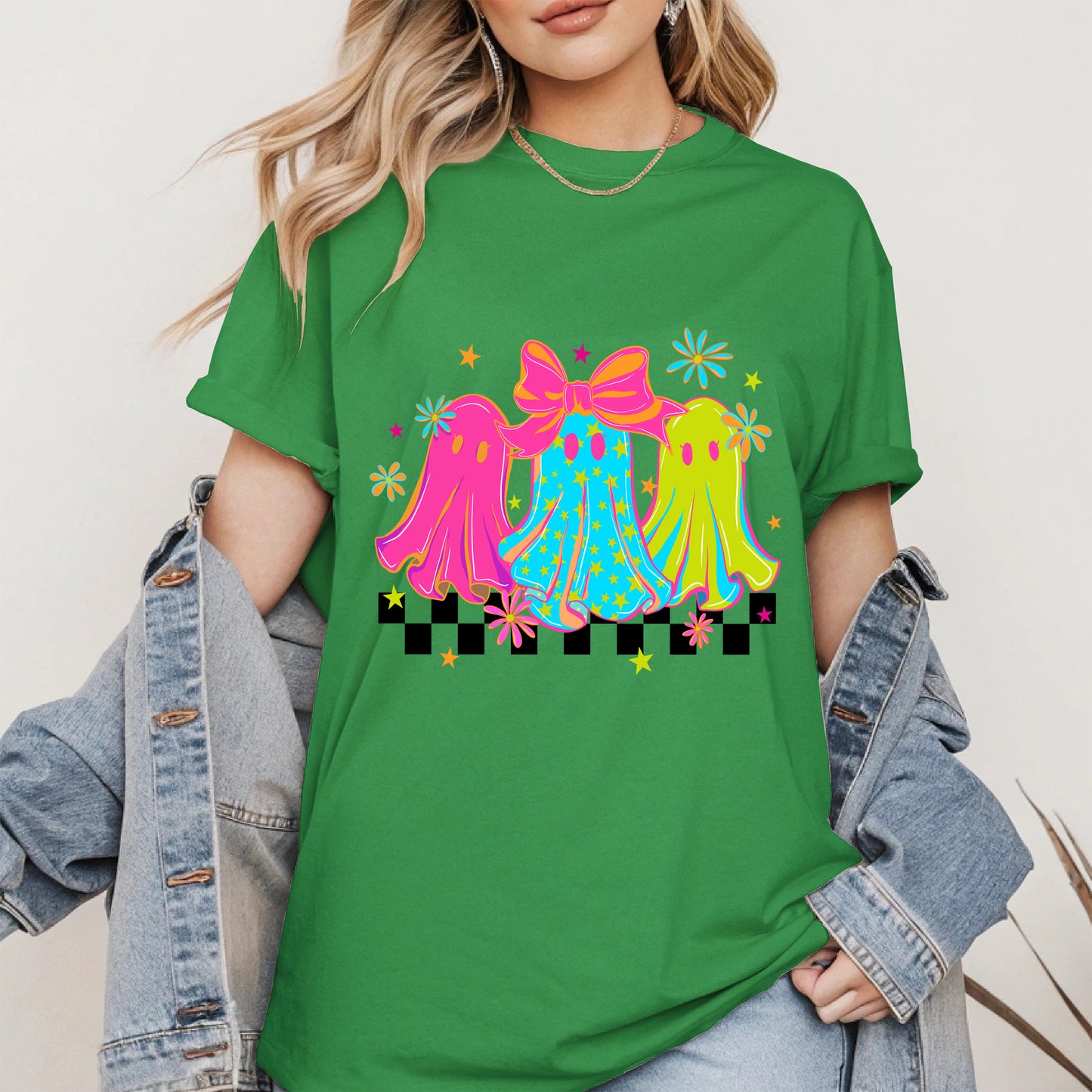 Retro Neon Cute Ghost halloween shirt