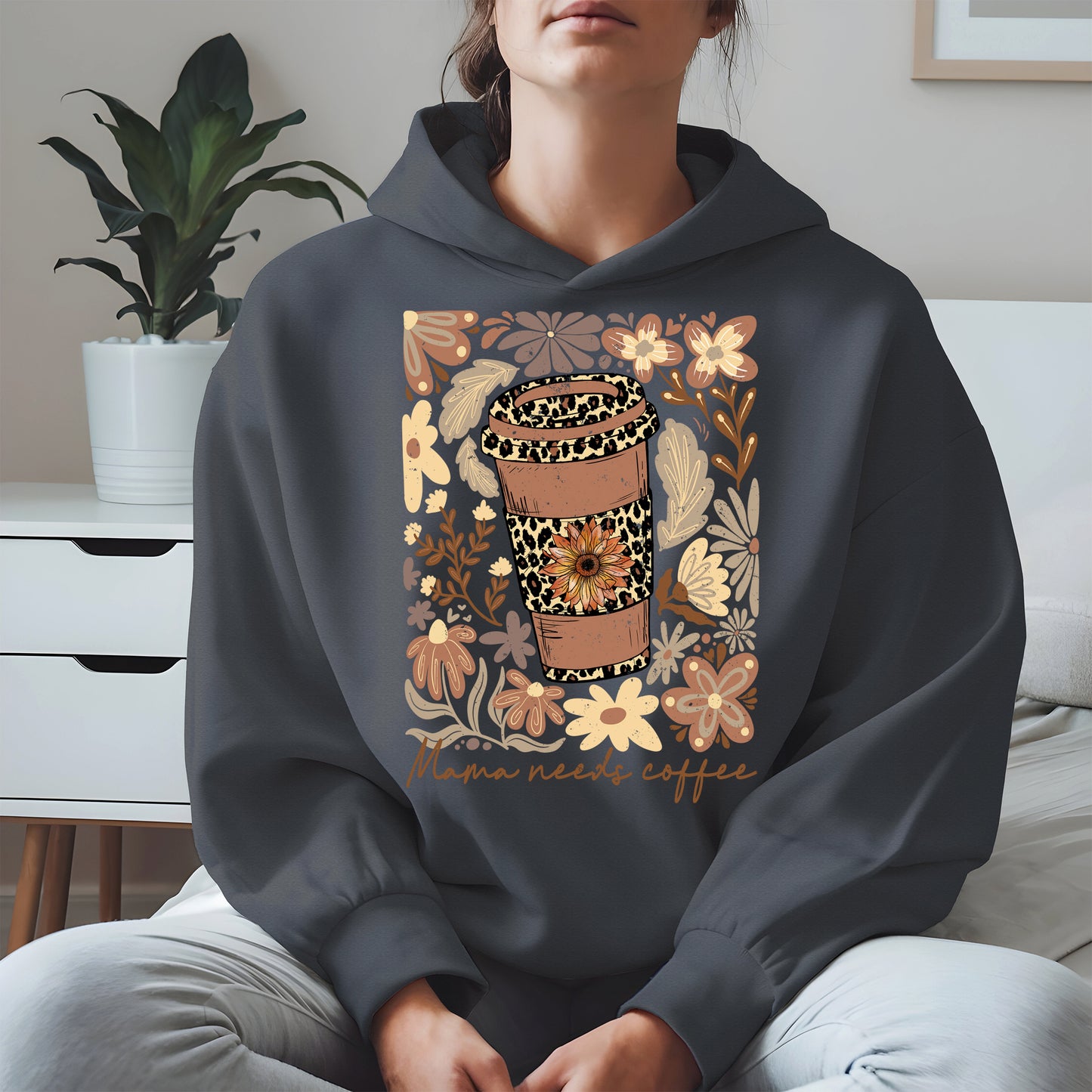 Leopard Print Floral Coffee Cup Mom Shirt
