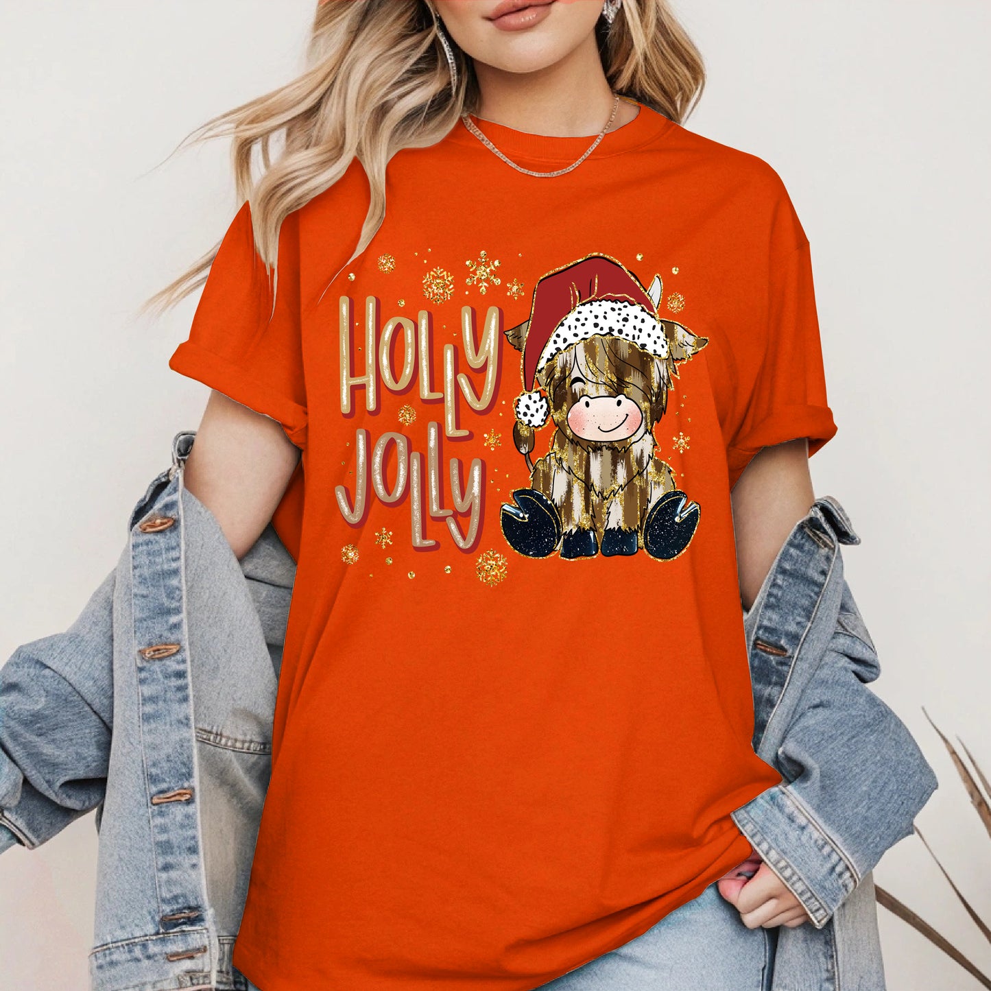 Holly Jolly Christmas Cow Santa Shirt