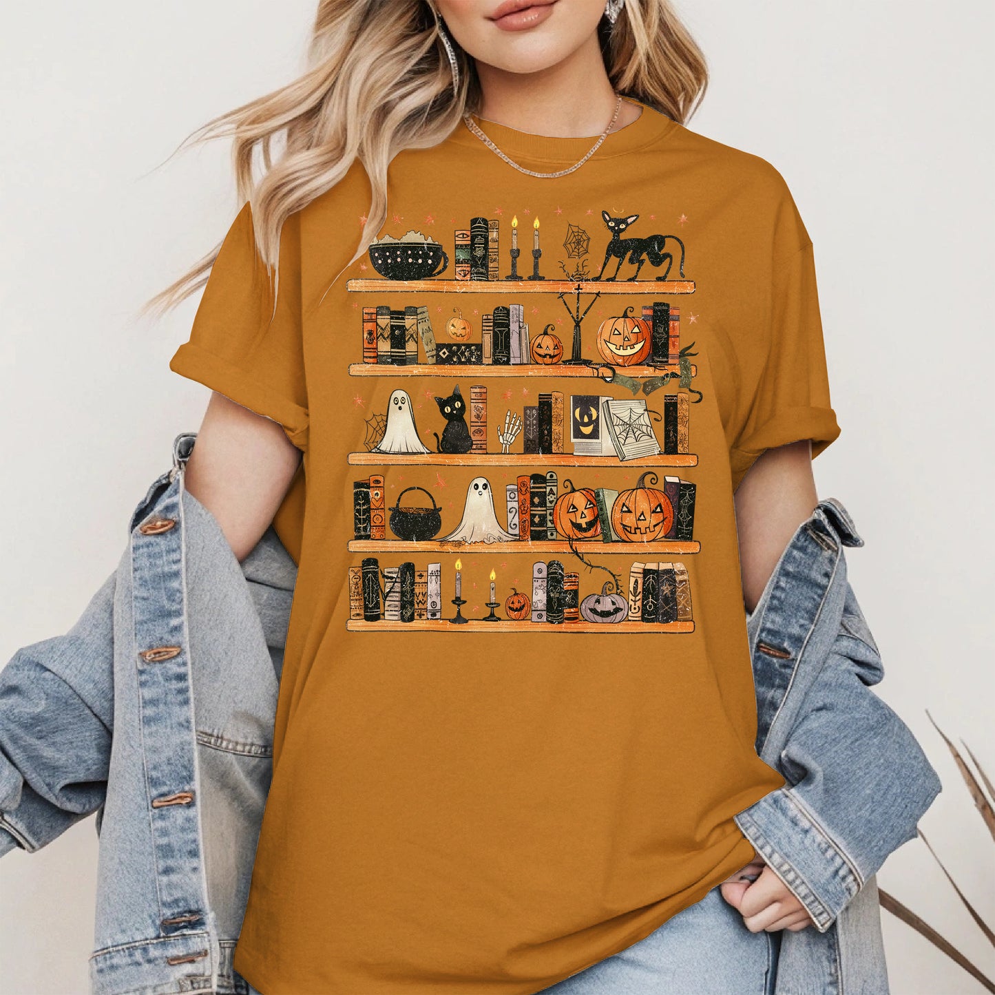 Haunted Bookshelf Halloween Shirt