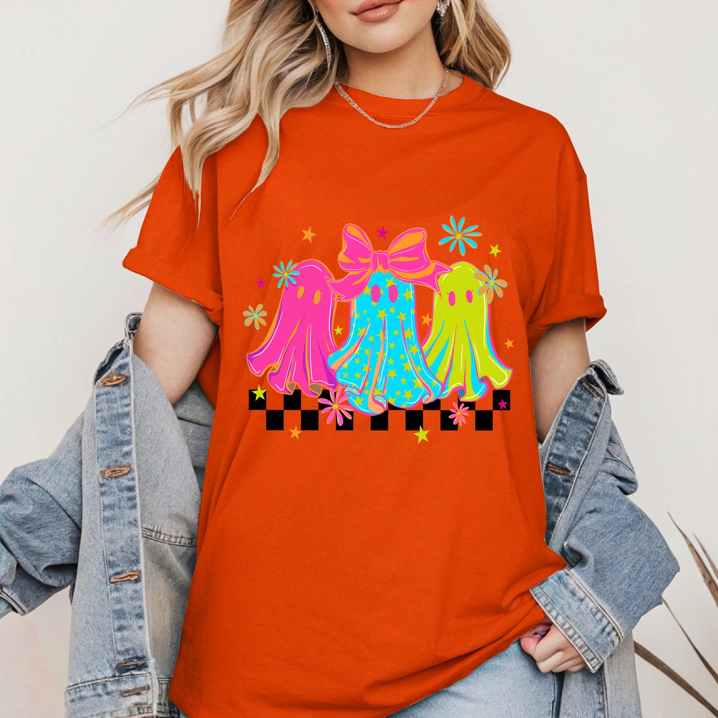 Retro Neon Cute Ghost halloween shirt
