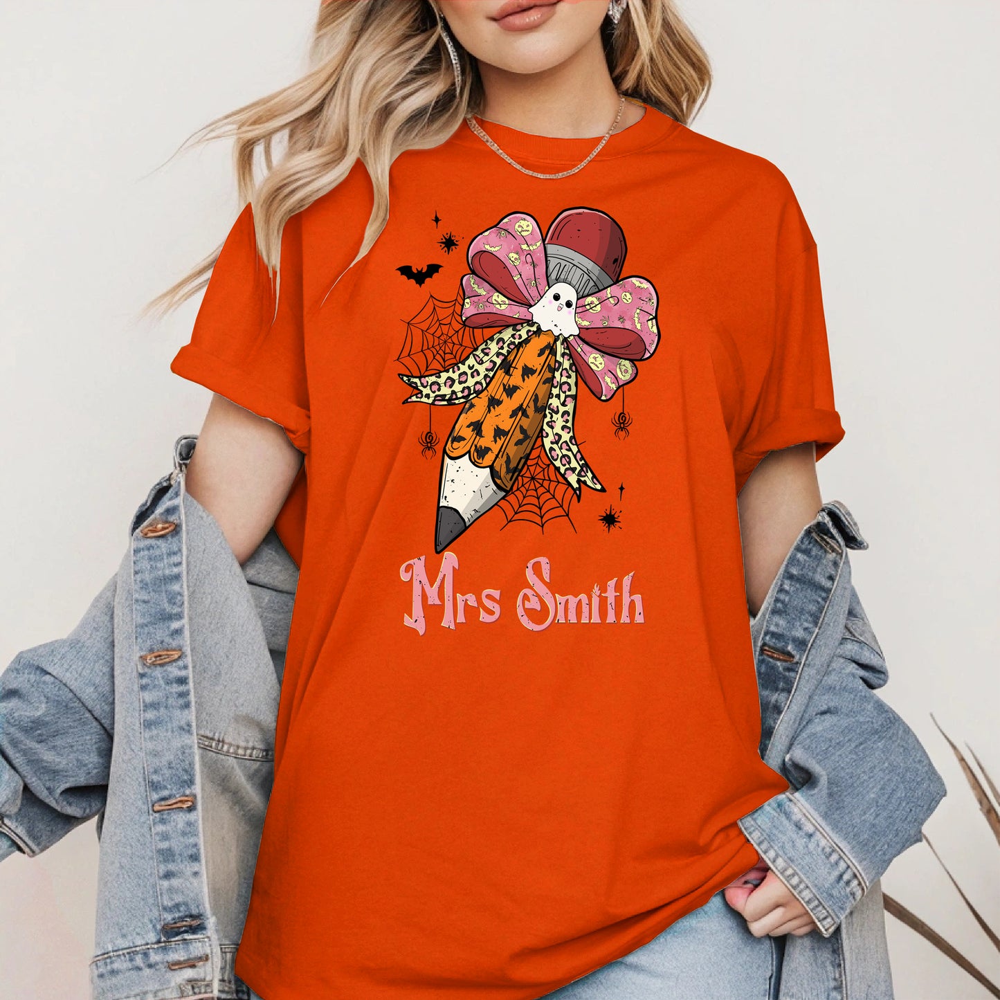 Teacher Pencil Bow Halloween shirt