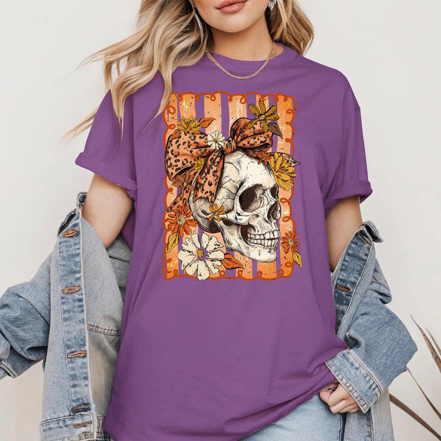 Skull Fall Bow halloween shirt