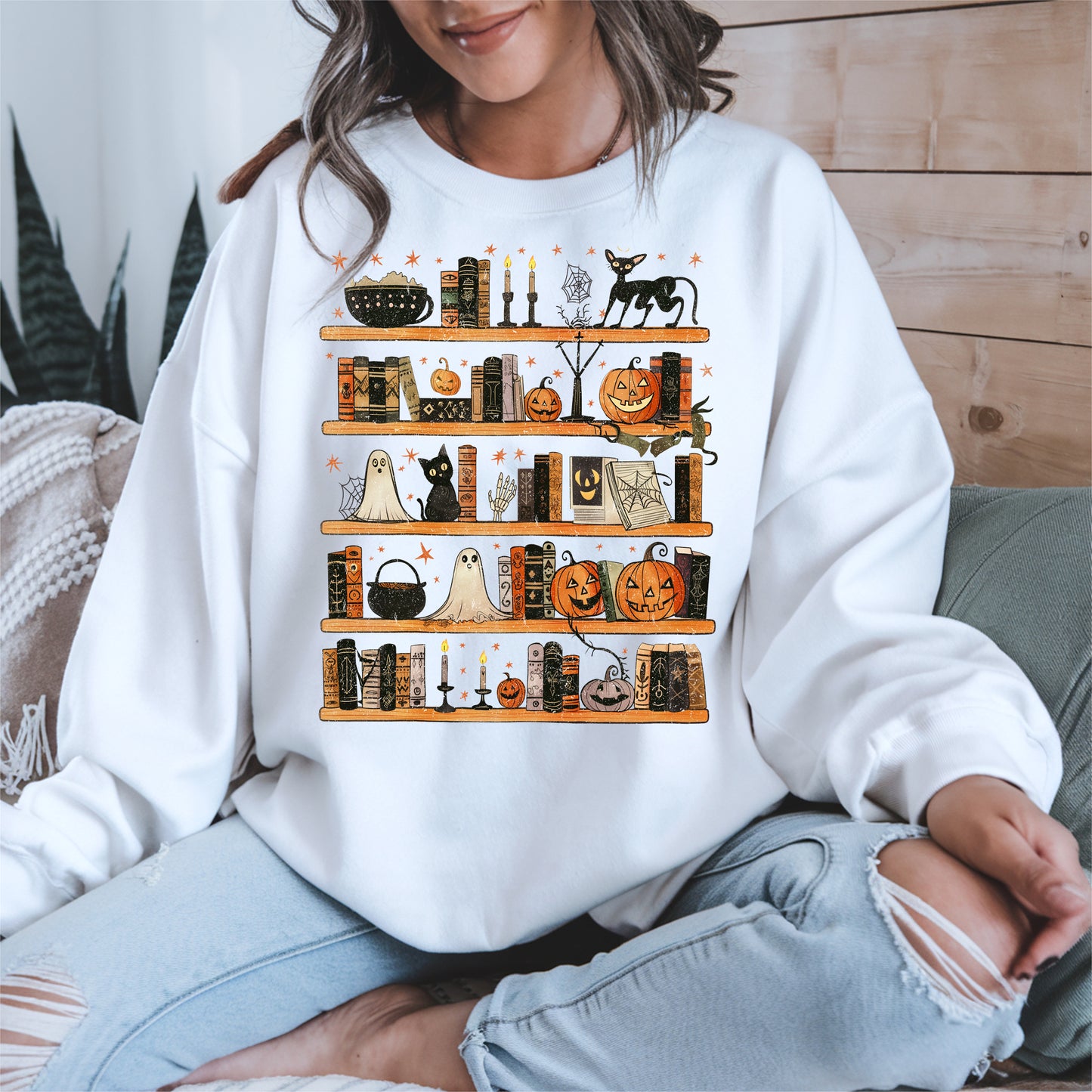 Haunted Bookshelf Halloween Shirt