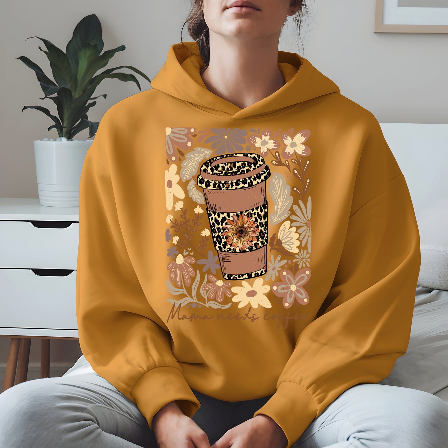 Leopard Print Floral Coffee Cup Mom Shirt