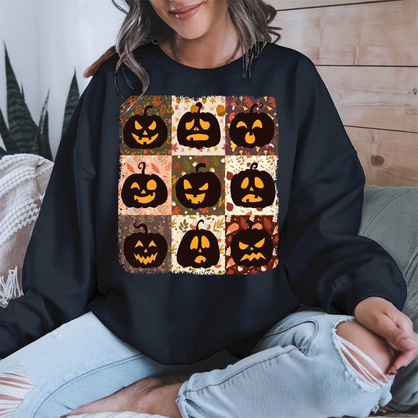 Funny Pumpkin Faces Shirt Hoodie Sweatshirt for Halloween Lovers