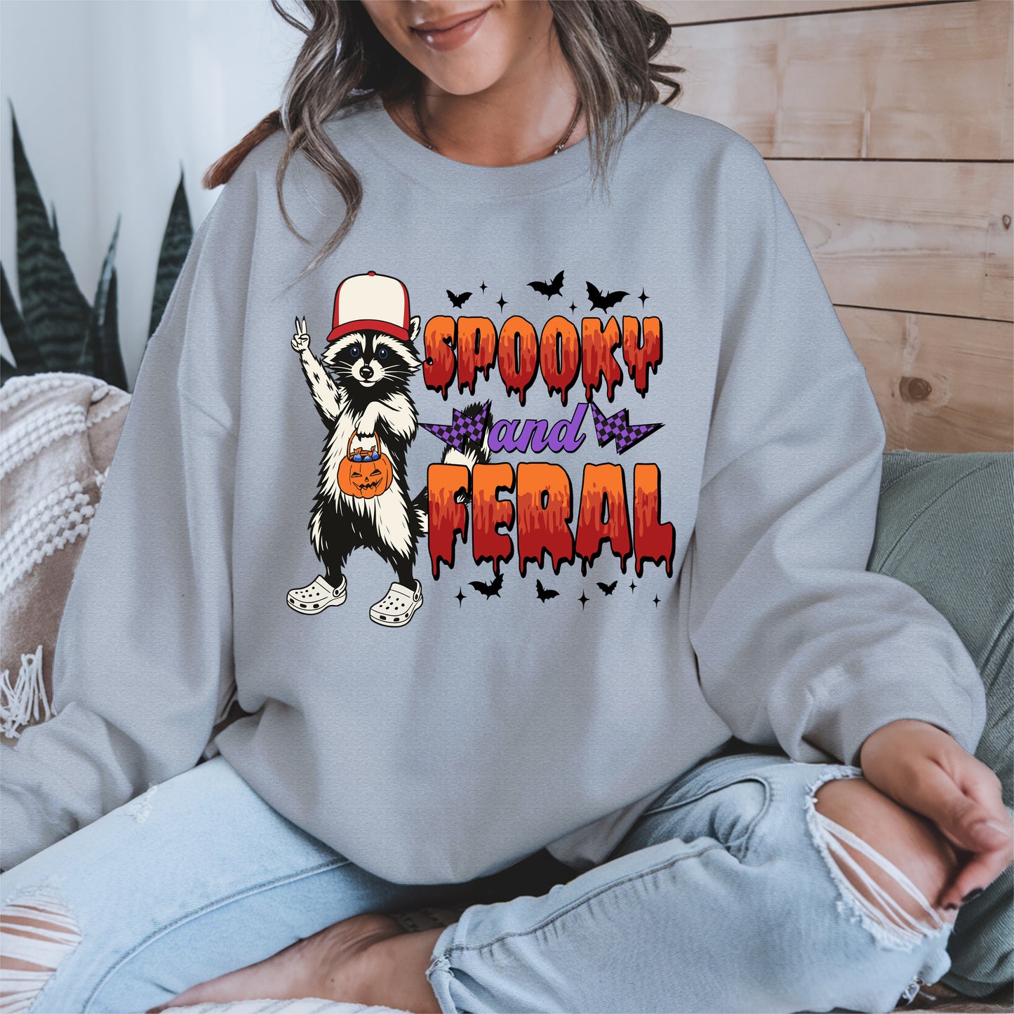 Spooky and Feral Shirt Hoodie Sweatshirt for Halloween Lovers