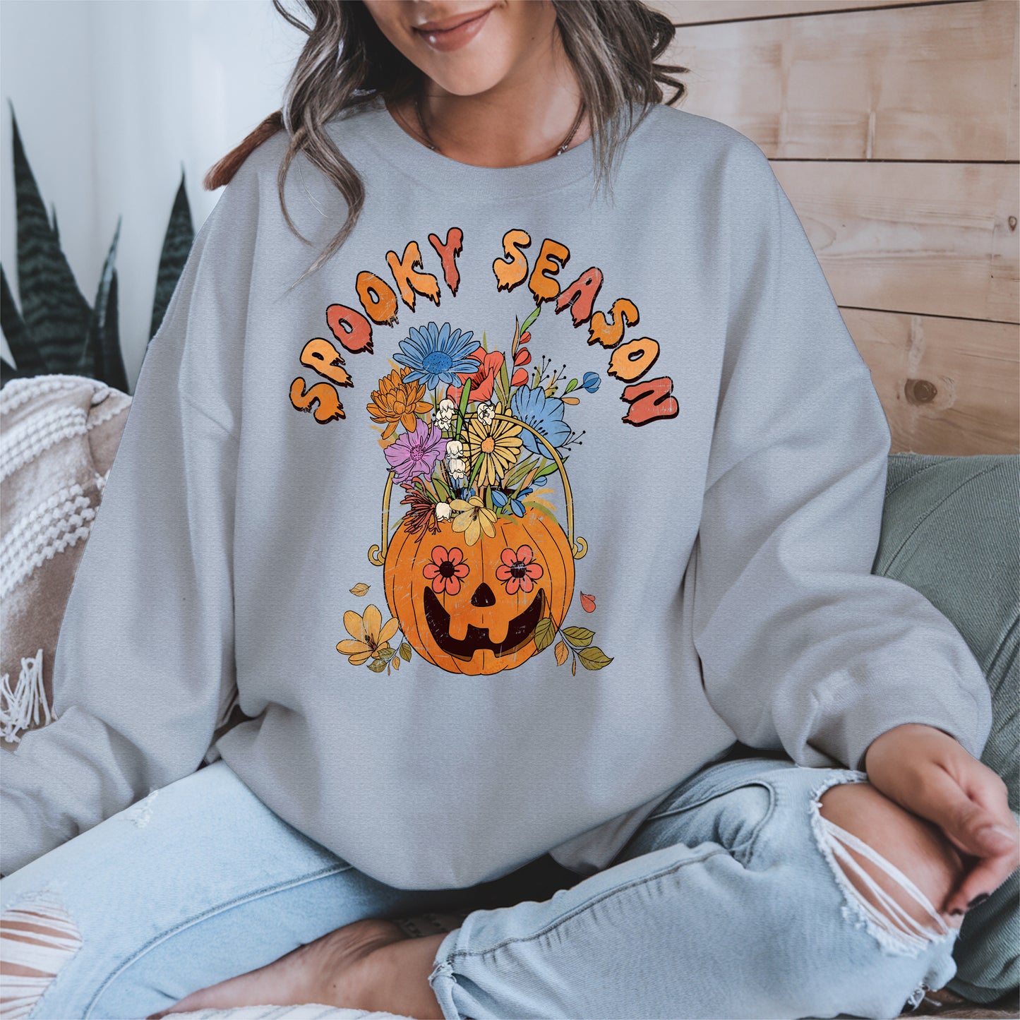 Floral Pumpkin Spooky Season Shirt