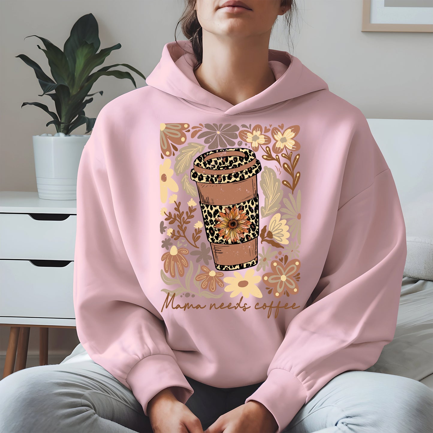 Leopard Print Floral Coffee Cup Mom Shirt