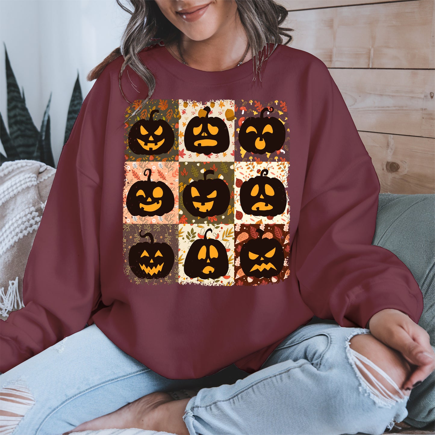 Funny Pumpkin Faces Shirt Hoodie Sweatshirt for Halloween Lovers