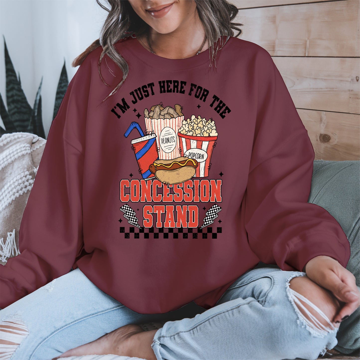 Concession Stand Sport Shirt Hoodie Sweatshirt with Snack Bar Design
